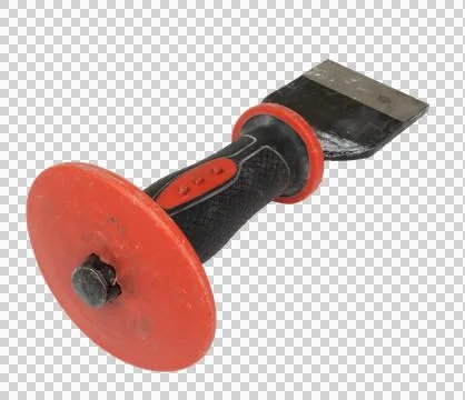 Isolated old chisel tool with many dents, scratches and spots of dust Stock Photos