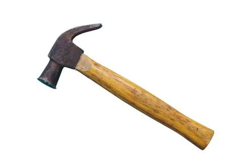 Isolated old hammer on a white background close-up Stock Photos
