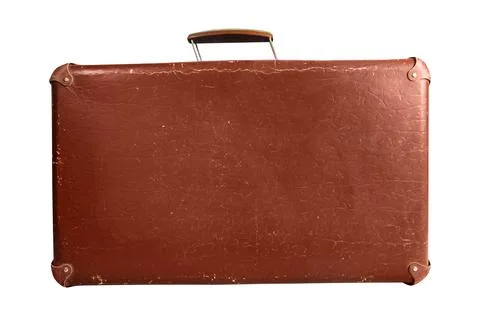 Isolated old suit case side view. Stock Photos