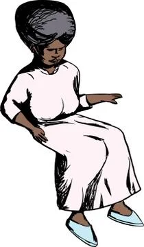 Isolated Older Lady Sitting Stock Illustration
