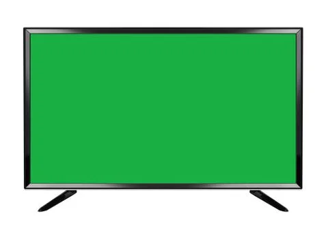Isolated OLED green screen flat smart TV on white background Stock Illustration