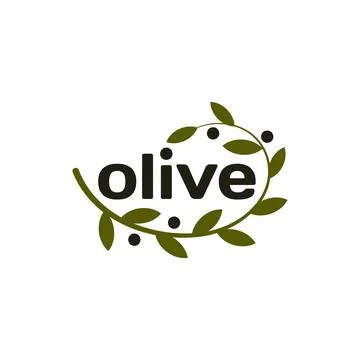 Isolated olive branch vector logo. Oil logotype. Natural healthy products icon. Stock Illustration