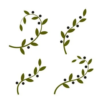 Isolated olive branch vector logo set. Oil logotypes collection. Peace day. Stock Illustration