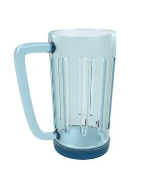 Isolated one empty glass for beverage with handle render illustration Illustration
