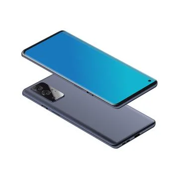 Isolated One Plus Pro Smartphone Mockup. Realistic 3d Design. Front and Back Stock Illustration