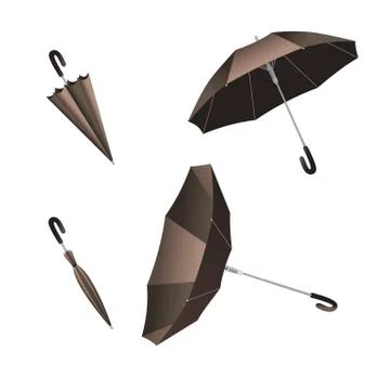 Isolated open and close umbrella. Inverted umbrella Stock Illustration