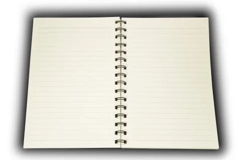 Isolated open empty notebook with lined pages Foto stock