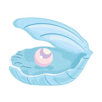 Isolated open sea shell with a perl Vector Stock Illustration