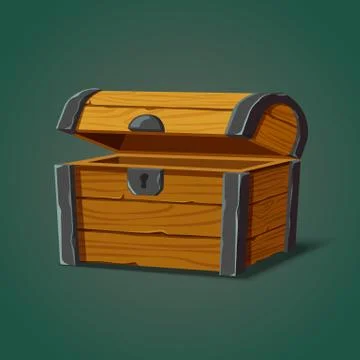 Isolated opened pirate chest or crate, trunk Stock Illustration