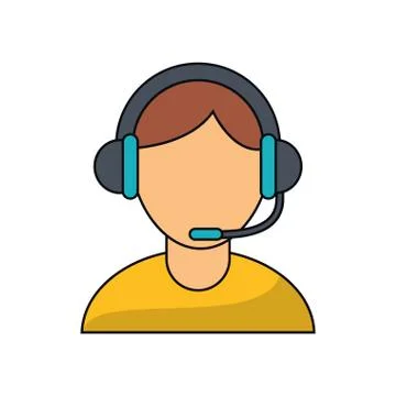 Isolated operator man with headphone design Stock Illustration