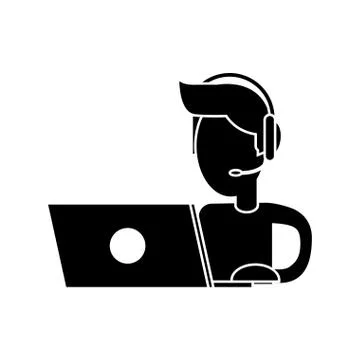 Isolated operator man with laptop design Stock Illustration