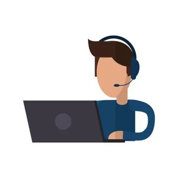 Isolated operator man with laptop design Stock Illustration
