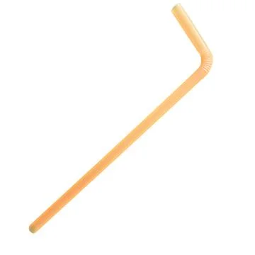 Isolated Orange Bendy Plastic Drinking Straw on White Stock-Fotos