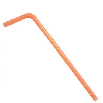 Isolated Orange Bendy Plastic Drinking Straw on White Stock Photos
