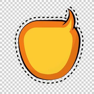 Isolated orange comic style speech bubble with dashed border outline design.. 库存插图