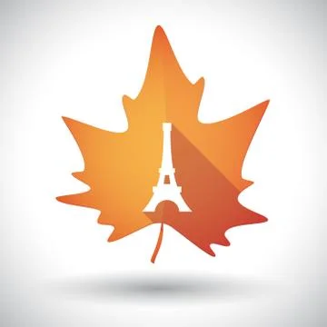 Isolated orange leaf with   the Eiffel tower Stock Illustration