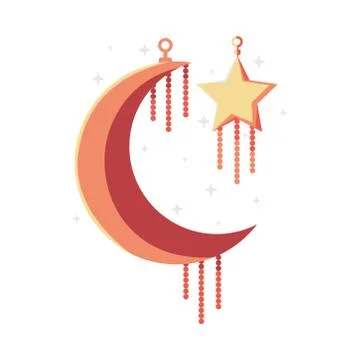 Isolated orange moon with star vector design Ilustração Stock