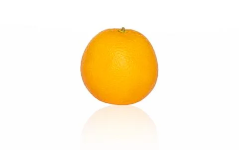 Isolated orange on white background with reflection. Stock Photos