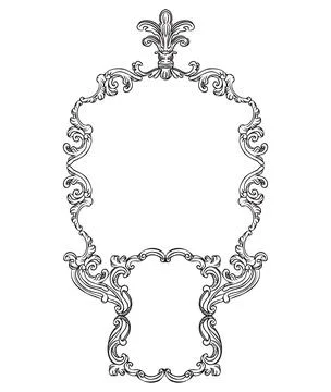 Isolated ornate baroque double frame vector illustration 库存插图