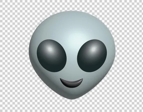 The isolated oval, bare head of gray alien 3D icon with black eyes Stock Illustration