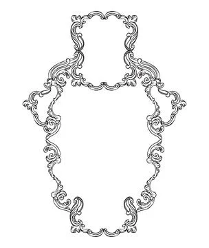 Isolated oval shape ornate baroque floral frame vector illustration 库存插图