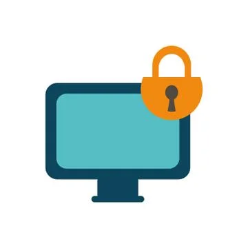 Isolated padlock and computer flat style icon vector design Stock Illustration