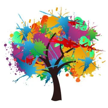Isolated paint splash spring tree Stock Illustration