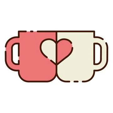 Isolated pair of coffee cups flat design icon Vector Stock Illustration