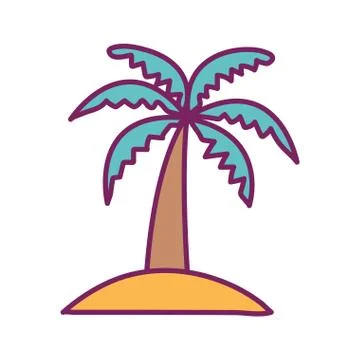 Isolated palm tree line and fill style icon vector design Illustrazione stock