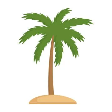 Isolated palm tree on a white background, color vector illustration Stock Illustration