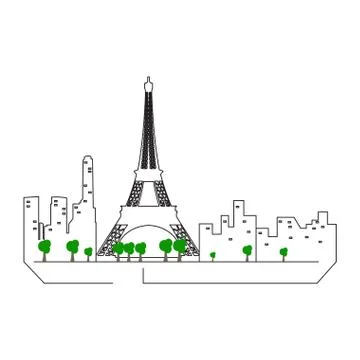 Isolated Paris cityscape Stock Illustration