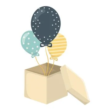Isolated party balloons inside box design Stock Illustration