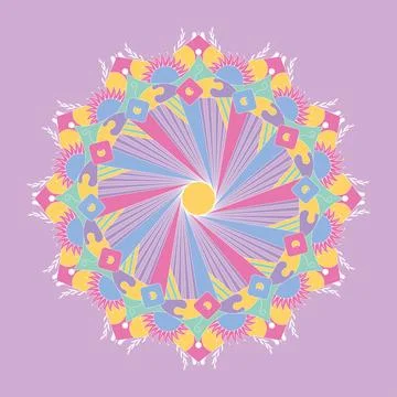 Isolated pastry colored mandala pattern Vector Illustrazione stock