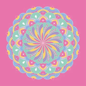 Isolated pastry colored mandala pattern Vector 스톡 일러스트