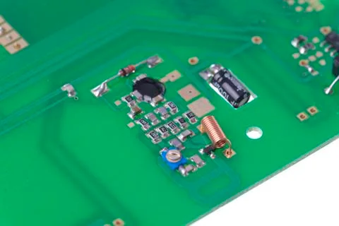 Isolated PCB with SMD oscillator with chip on board Stock Photos