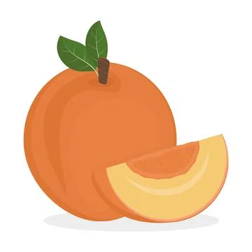 Isolated Peach fruit, color vector illustration on a white background Stock Illustration