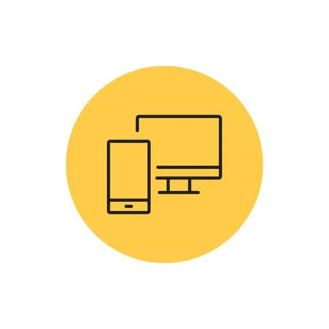 Isolated phone and computer yellow logo 스톡 일러스트