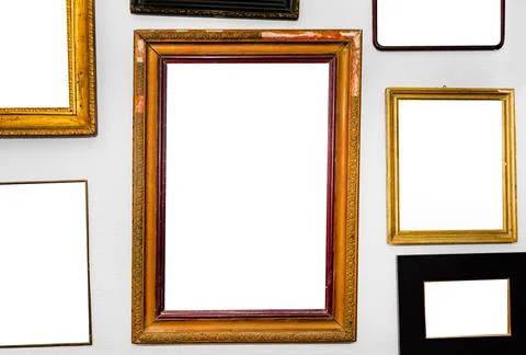Isolated photo of empty picture frames. Stock Photos
