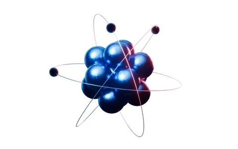 Isolated physics atom structure, 3d rendering. Stock Photos