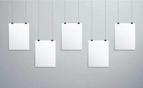 Isolated picture frames hanging on wall vector Illustrazione stock