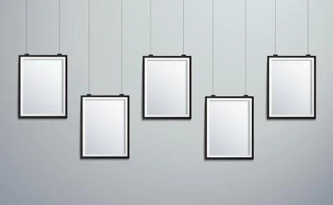 Isolated picture frames hanging on wall vector Stock Illustration