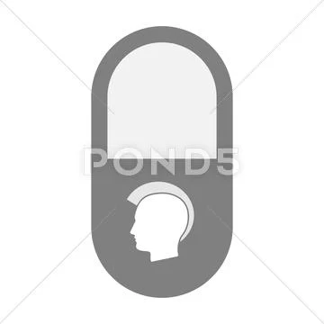 Isolated pill icon with a male punk head silhouette Stock Illustration
