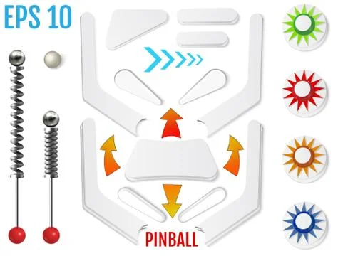 Isolated pinball elements. Realistic mockup set Stock Illustration