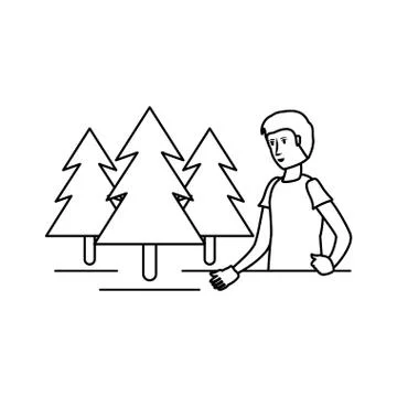 Isolated pine trees and avatar man design Illustrazione stock