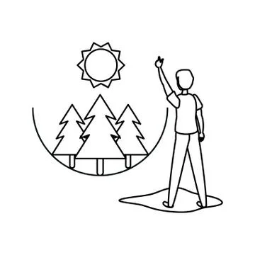 Isolated pine trees and avatar man design Illustrazione stock