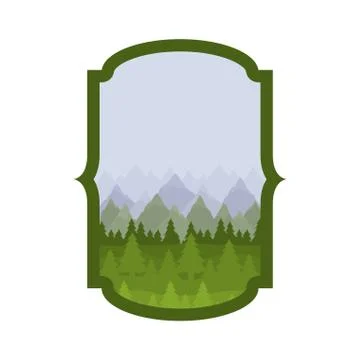 Isolated pine trees inside frame design Ilustración de archivo