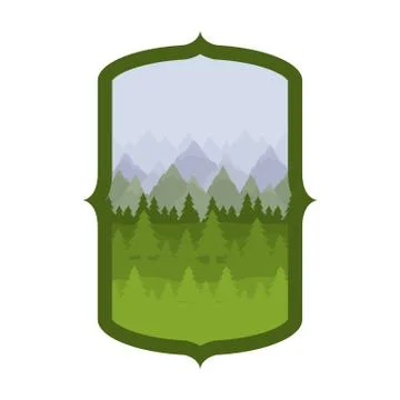 Isolated pine trees inside frame design Ilustración de archivo