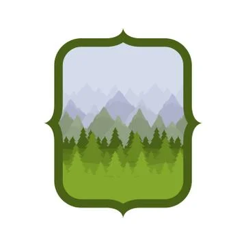 Isolated pine trees inside frame design Ilustración de archivo