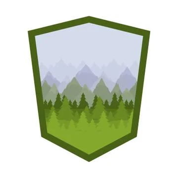 Isolated pine trees inside frame design Ilustración de archivo