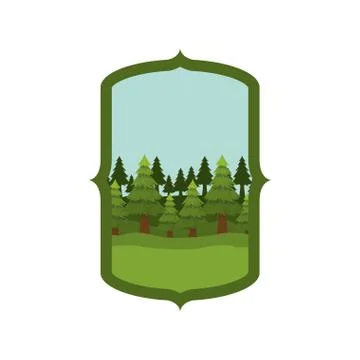 Isolated pine trees inside frame design Ilustración de archivo